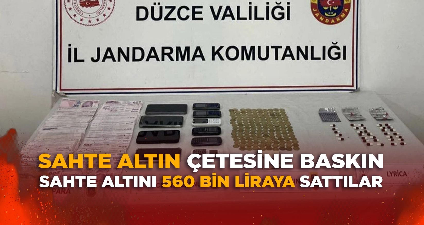 D&Uuml;ZCE'DE SAHTE ALTIN &Ccedil;ETESİNE JANDARMA BASKINI