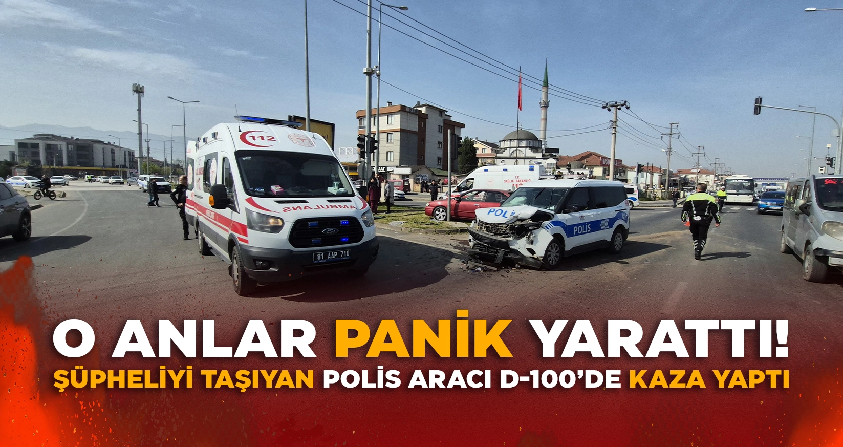 Ş&Uuml;PHELİYİ TAŞIYAN POLİS ARACI D-100&rsquo;DE KAZA YAPTI