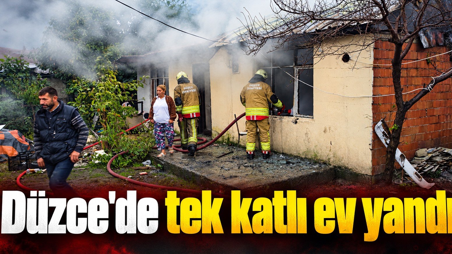 Düzce'de tek katlı ev yandı