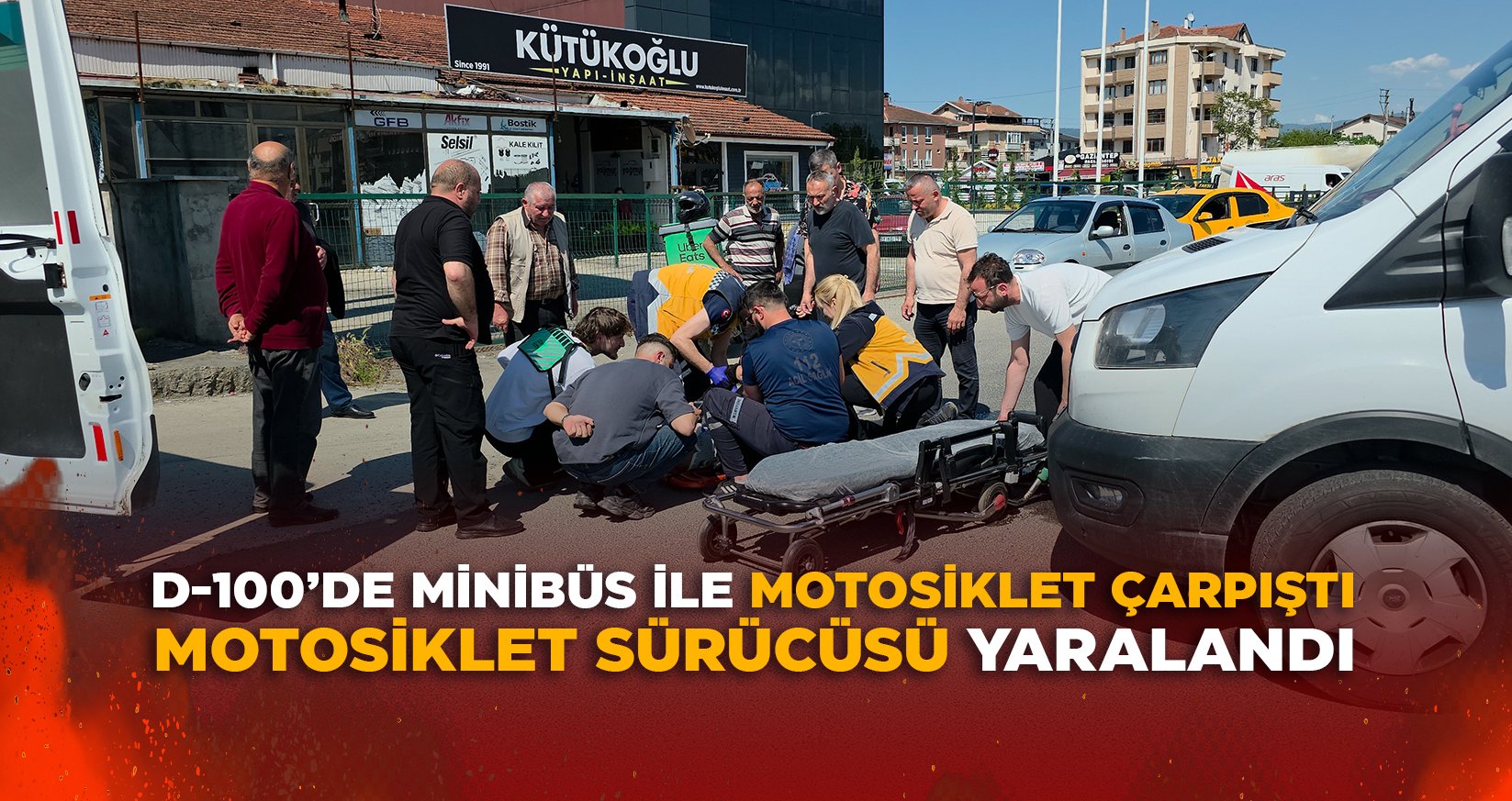 D-100’DE MİNİBÜS İLE MOTOSİKLET ÇARPIŞTI