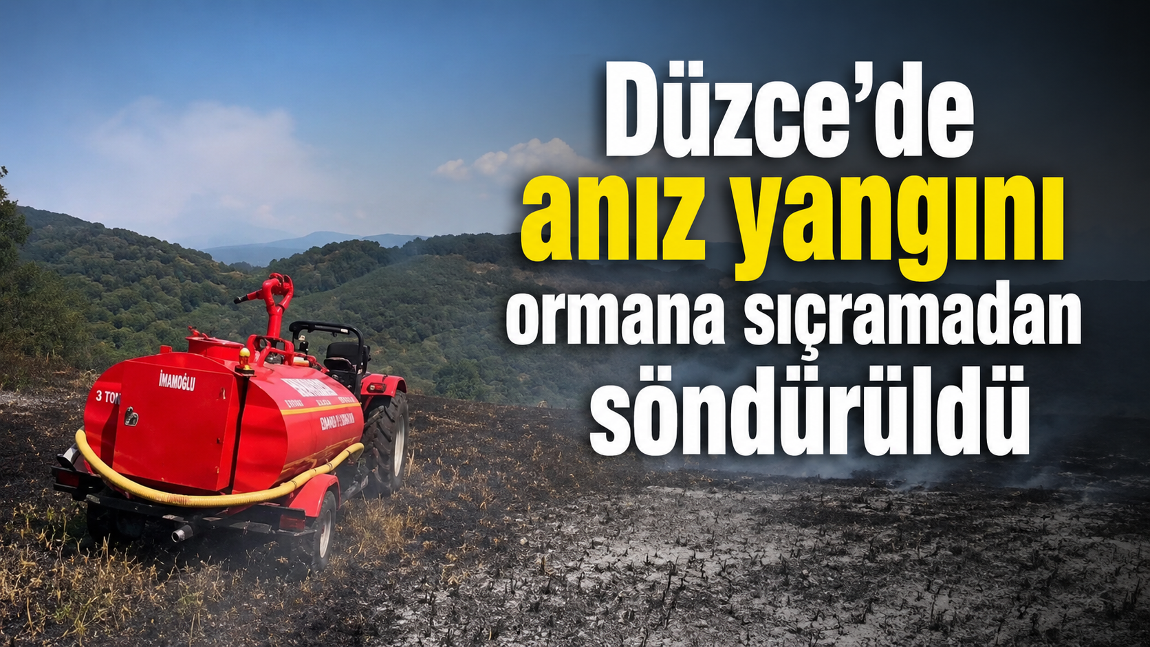 Düzce’de anız yangını ormana sıçramadan söndürüldü