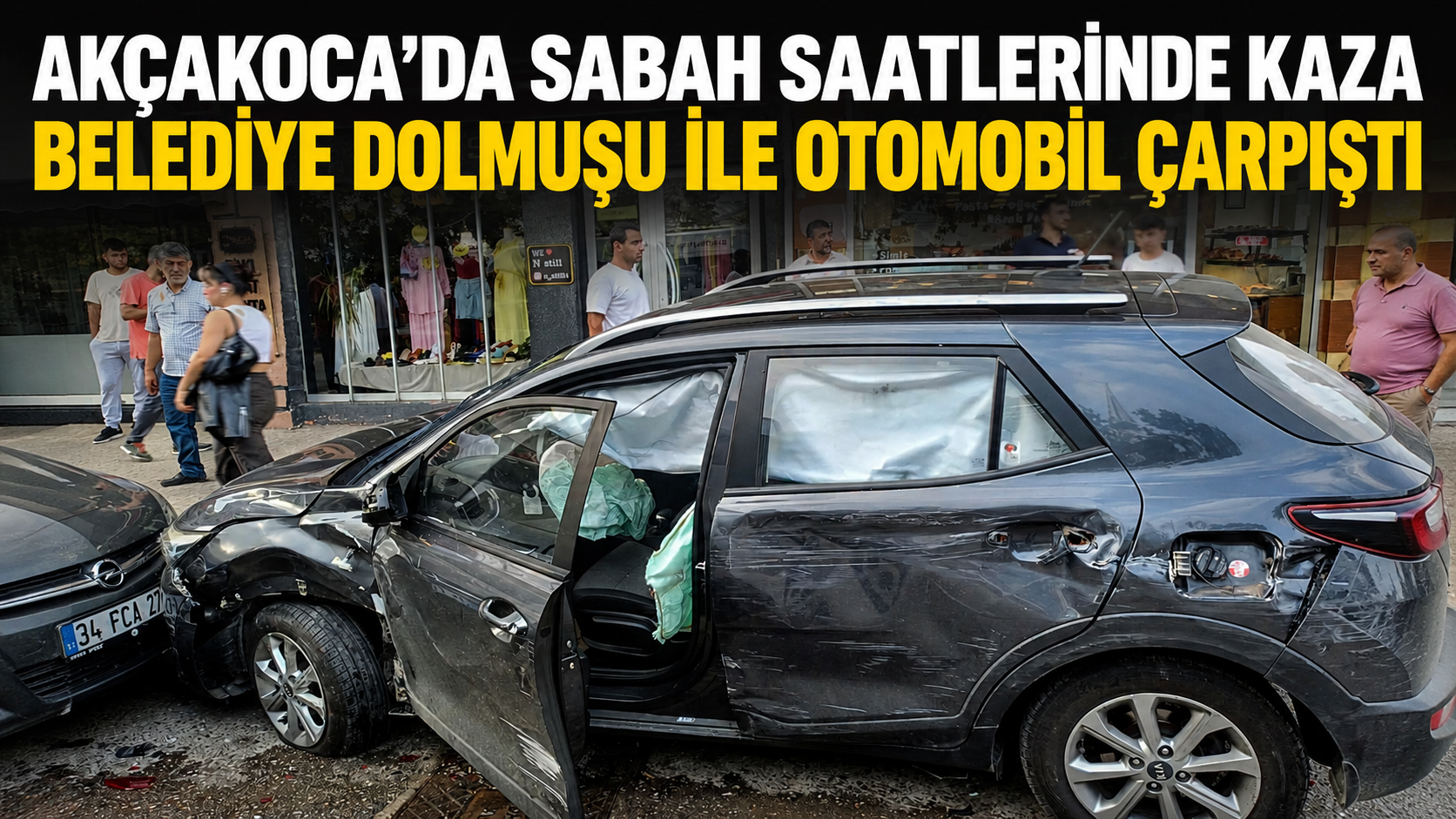 Akçakoca’da Belediye Dolmuşu ile Otomobil Çarpıştı