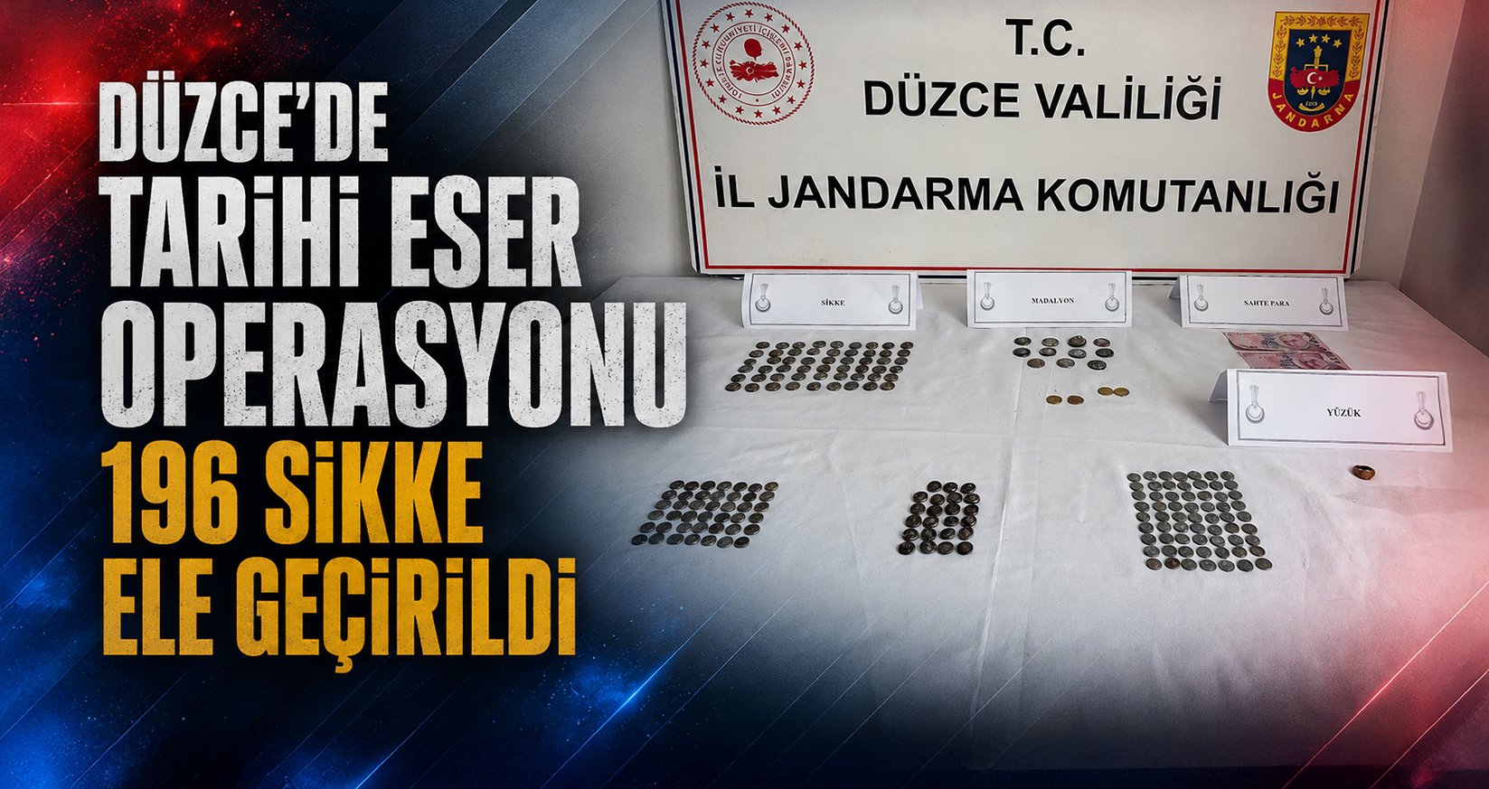 Düzce'de Tarihi Eser Operasyonu 196 Sikke Ele Geçirildi