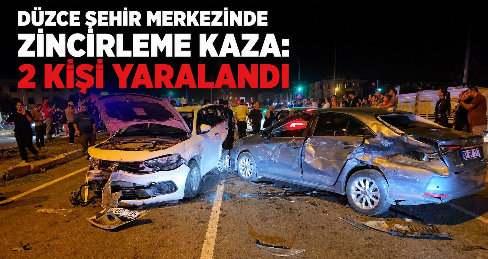 Düzce Şehir Merkezinde Zincirleme Kaza: 2 Kişi Yaralandı