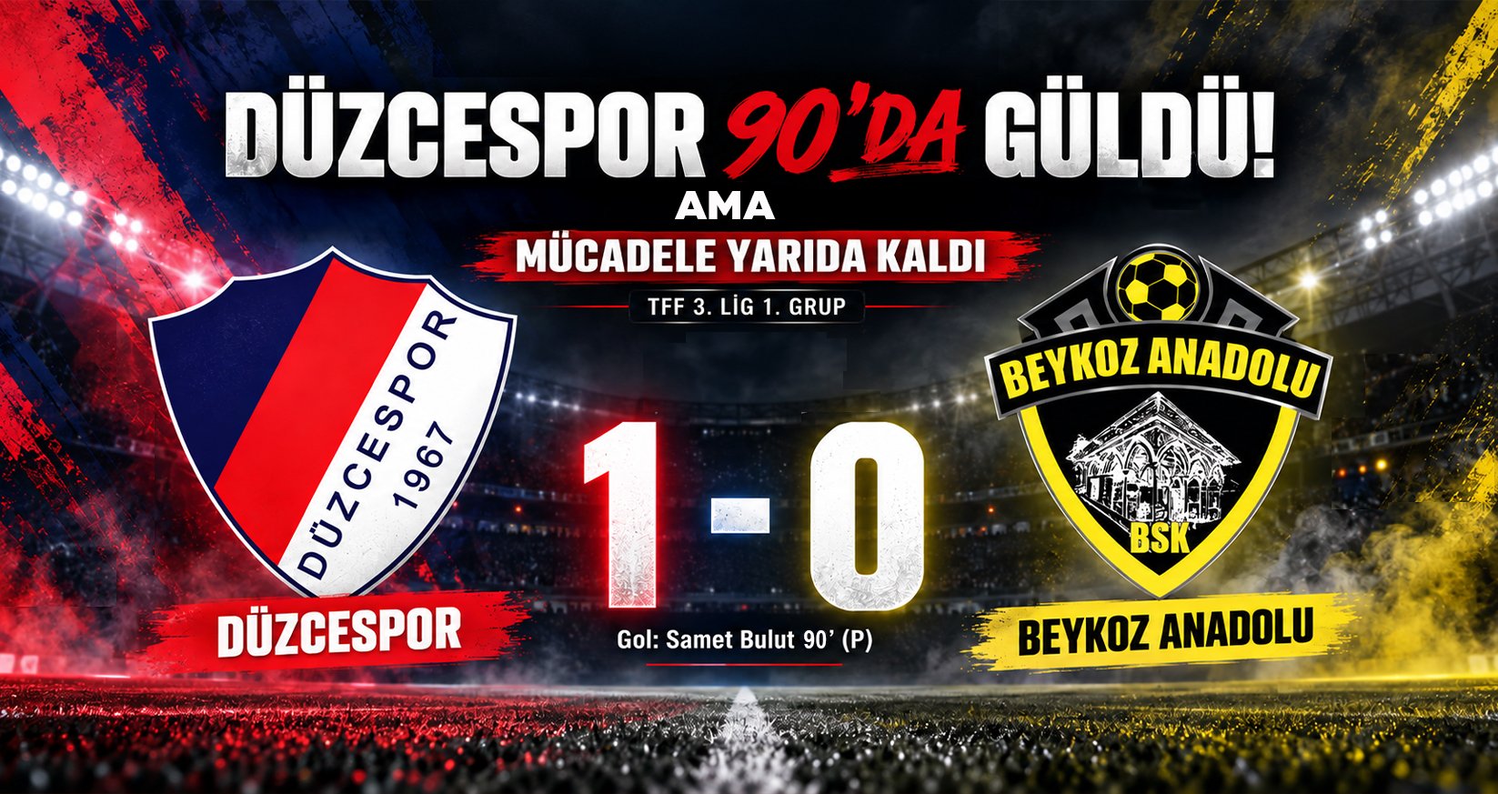 Düzcespor 90’da Güldü! Samet Bulut Attı Ama...