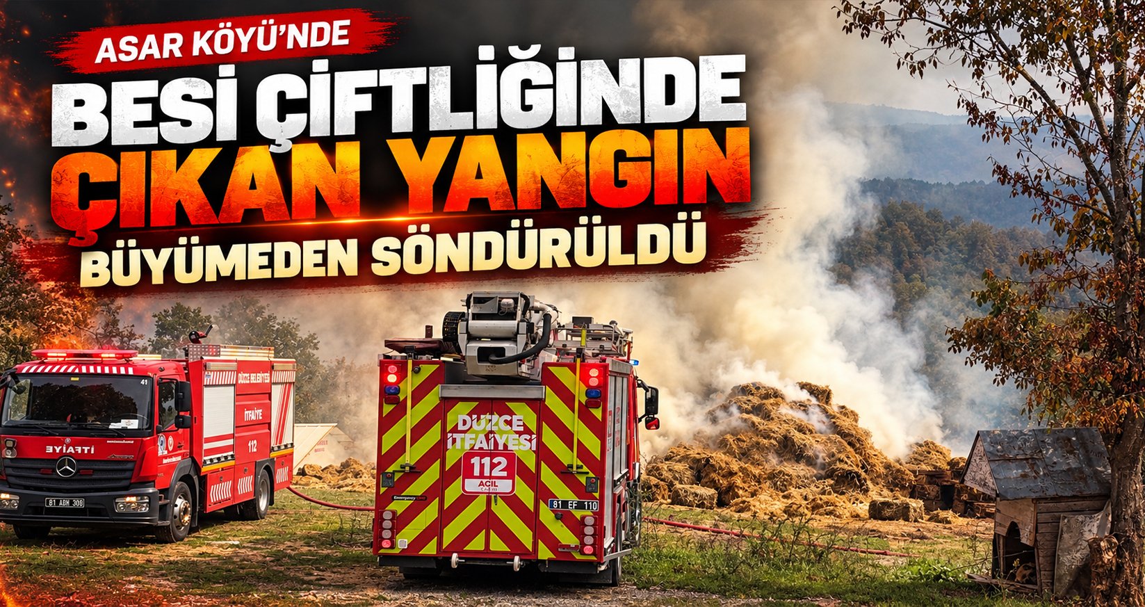 Düzce'de Besi Çiftliğinde Çıkan Yangın Büyümeden Söndürüldü
