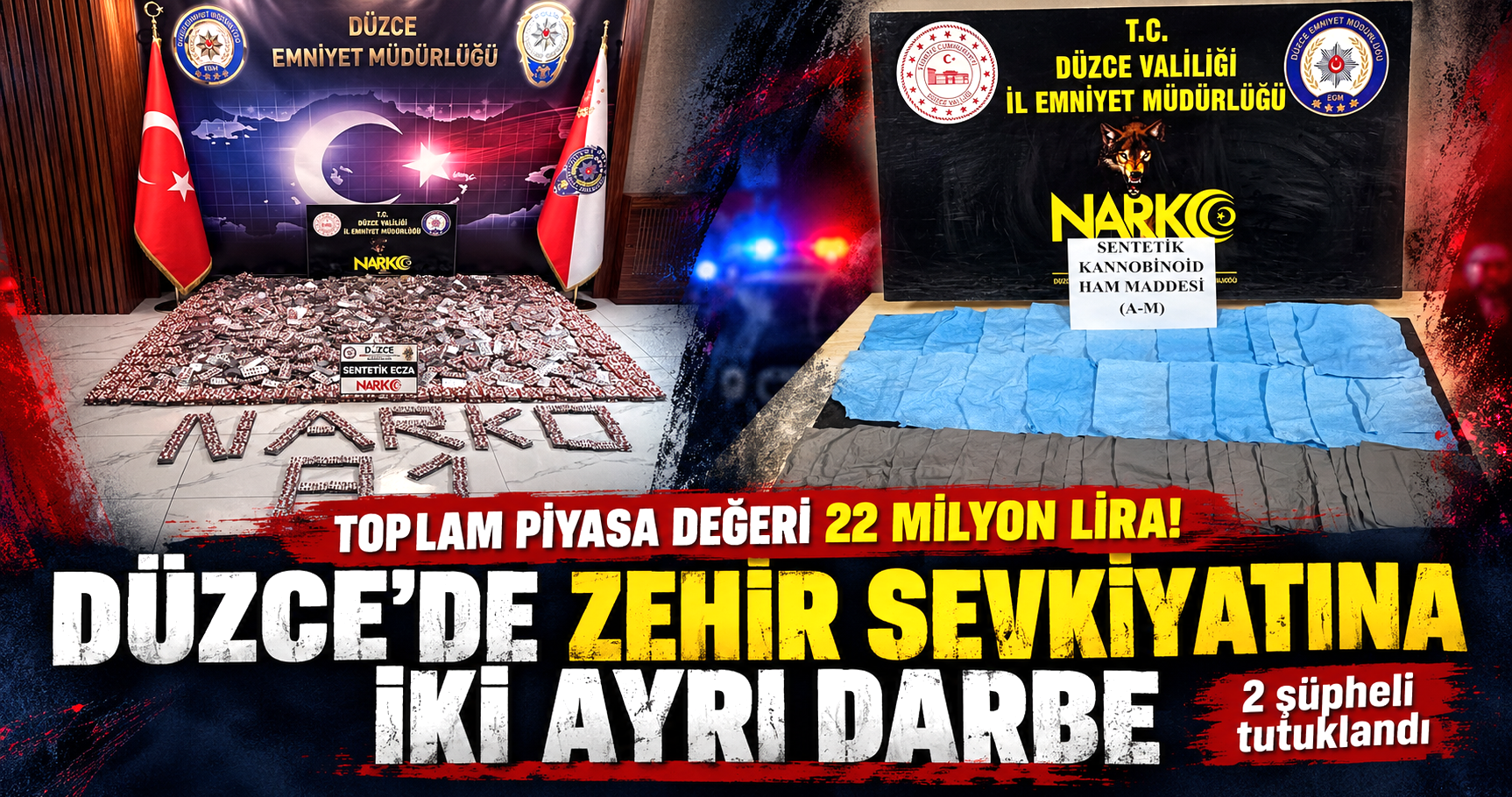 Düzce'de Zehir Sevkiyatına İki Ayrı Darbe