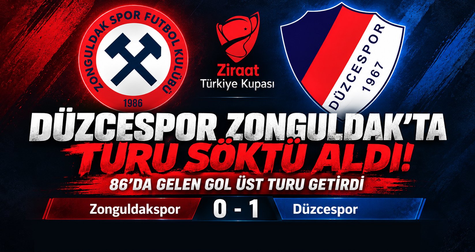 Düzcespor Zonguldak’ta Turu Söktü Aldı! 86’da Gelen Gol Üst Turu Getirdi