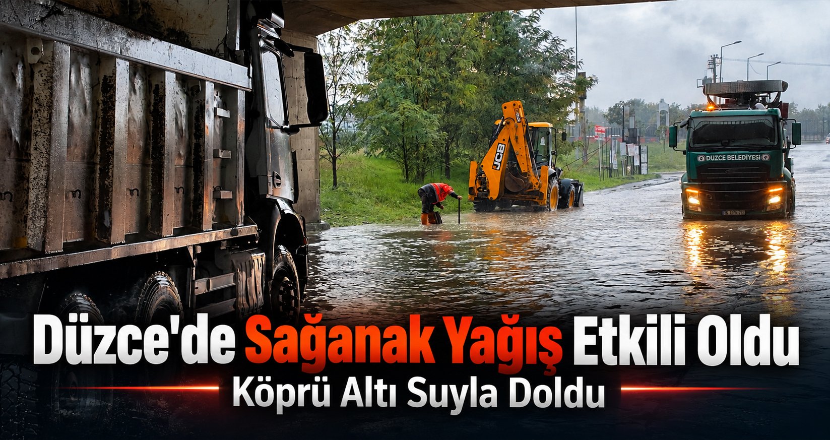 Düzce'de Sağanak Yağış Etkili Oldu, Alt Geçiti Su Bastı