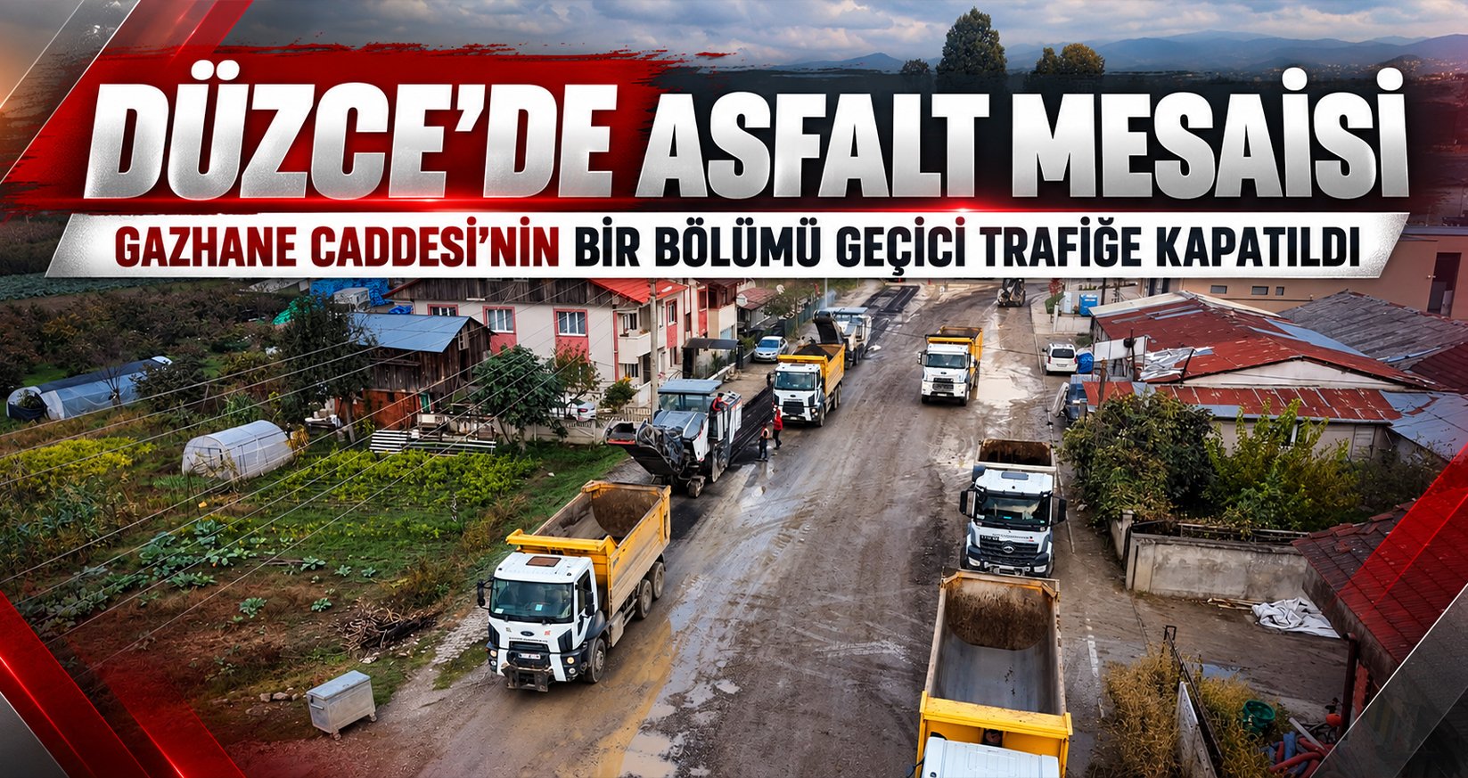 Düzce’de Asfalt Mesaisi: Gazhane Caddesi’nin Bir Bölümü Geçici Trafiğe Kapatıldı